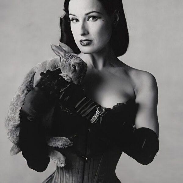 Dita von Teese with a bunny