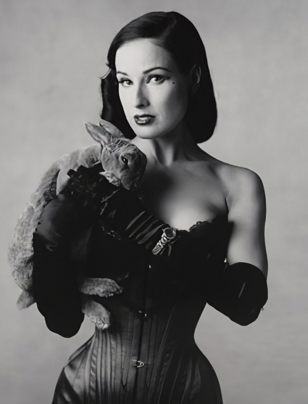 Dita von Teese with a bunny